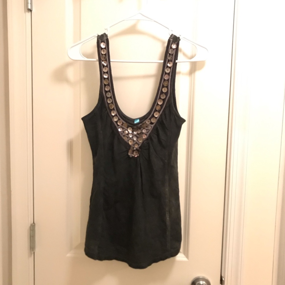 Free People beaded disc tank top black